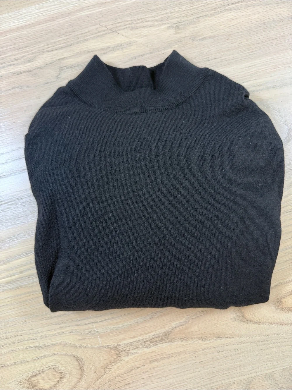 Luxury Merino Wool Silk Cashmere Blend Mock Neck Sweater Black XL